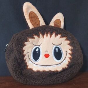 Cute Brown Furry Crossbody Purse Handbag  with Cartoon Face Zimomo Theme